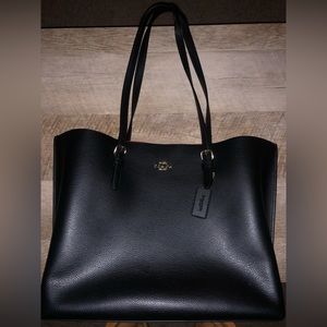 COACH Mollie Tote Black Pebbled Leather